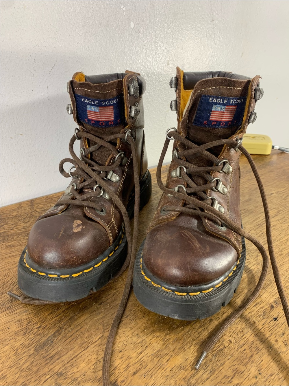 Vintage Y2K Eagle Scout sport Brown Leather combat biker hiking boots